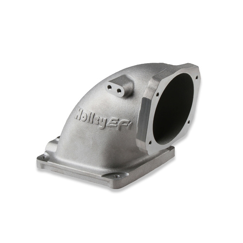Holley EFI Throttle Body Intake Elbow, 105mm Bore Size, Aluminium, Natural, 4500 to GM LS Throttle Body, Each