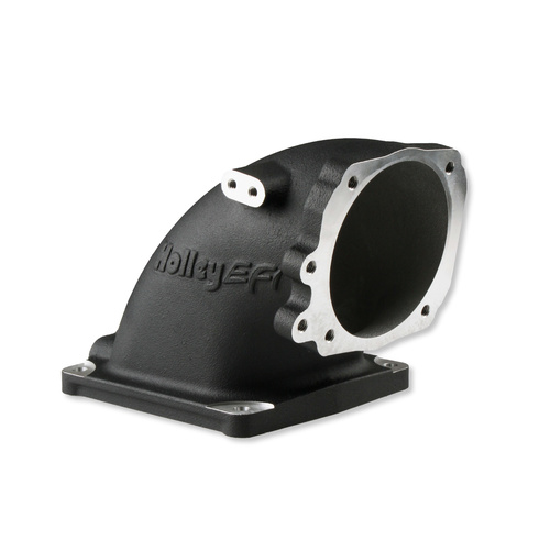 Holley EFI Throttle Body Intake Elbow, Aluminium, Black Textured, 4500 to For Ford 5.0L Throttle Body, Each