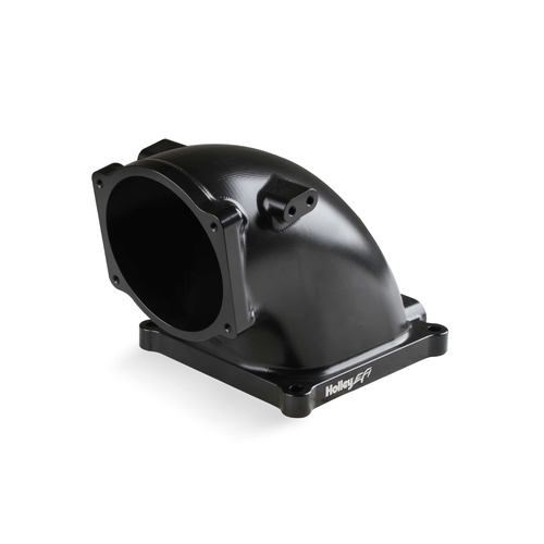 Holley EFI Throttle Body Intake Elbow, 105mm Bore Size, 4500 to LS1, Aluminium, Black Finish, 6.30 in. Height, Each