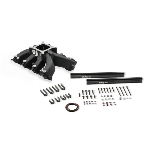 Holley Intake Manifold, EFI, Split Single Plane, 7.32 /7.32 in. Height, 2500-7000 RPM, GM LS3/L92, Black, Each