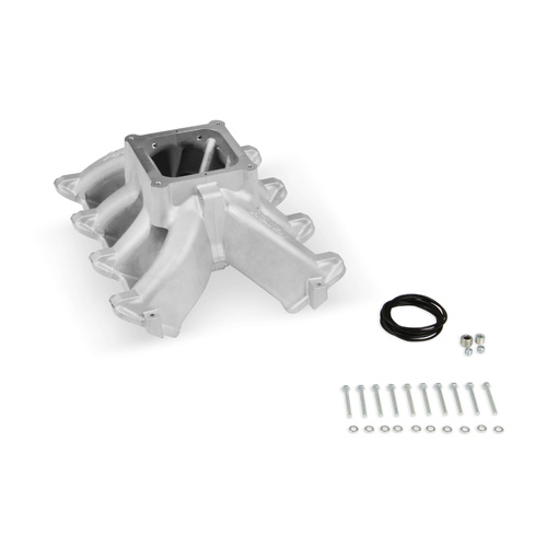 Holley Intake Manifold, LS Split Design Carbureted, Single Plane, Aluminium, Natural, 4500 Dominator, For Chevrolet, LS1, LS2, LS6, Each