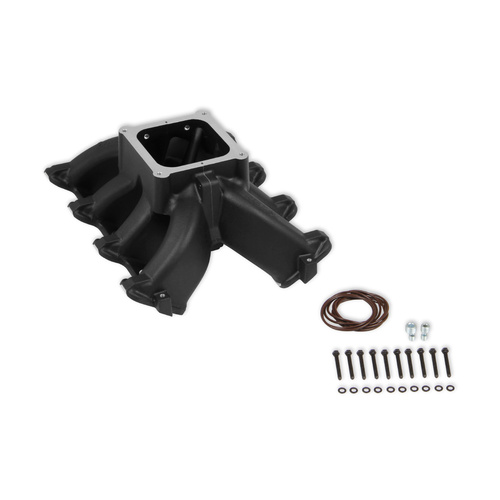 Holley Intake Manifold, LS Split Design Carbureted, Single Plane, Aluminium, Black, 4500 Dominator, For Chevrolet, LS1, LS2, LS6, Each