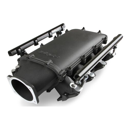 Holley EFI Intake Manifold, EFI Ultra Lo-Ram, Aluminium, Black, Cathedral Port Heads, For Chevrolet, Natural, Each