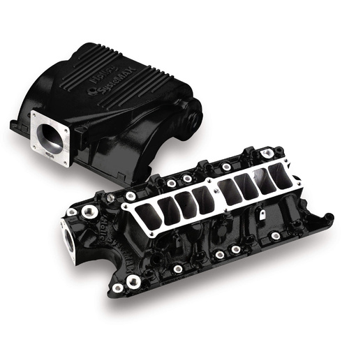Holley Intake Manifold, EFI, High Rise, 10.625/10.625 in. Height, 2000-6500 RPM, For Ford SB V8, Black, Each