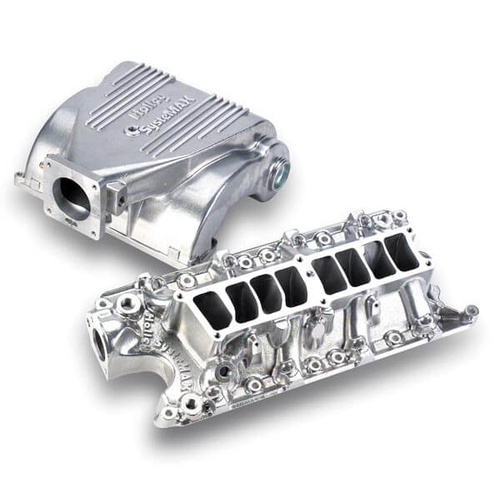 Holley Intake Manifold, EFI, High Rise, 10.625/10.625 in. Height, 2000-6500 RPM, For Ford SB V8, Shiny, Each