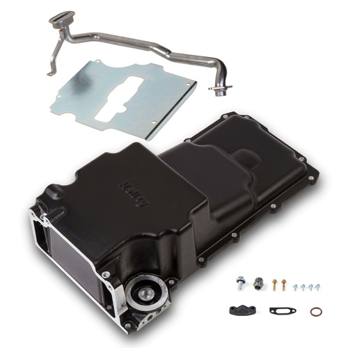 Holley Oil Pan LS, Engine Swap, Low Profile, Aluminium, Black, 3.620 in. Stroke, 5.7 Quarts, For Chevrolet LS 6.0L, Each