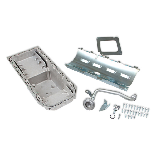 Holley Oil Pan, Engine Swap, Center Sump, Aluminium, Natural, 4.060 in. Stroke, 6 Quarts, Mopar, 5.7, 6.1, 6.4L, Gen III Hemi, Each