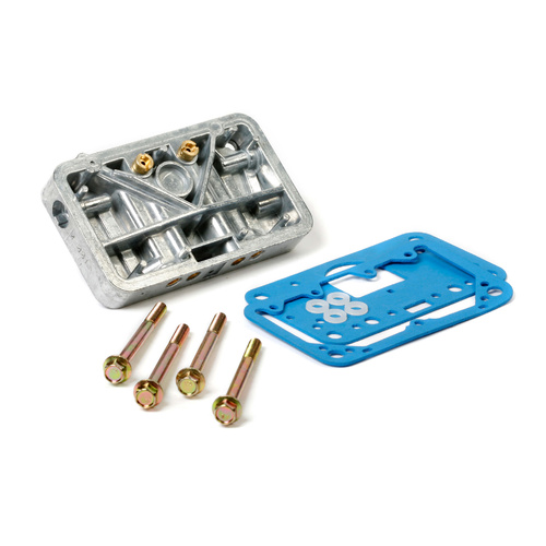 Holley Metering Block, Conversion, Shiny Aluminium, Gold Iridited, Model 4160, Kit