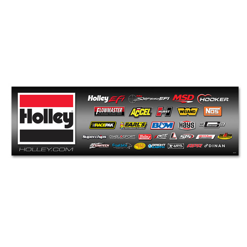 Holley Banner, Vinyl, White Background, Family Logo, 24 in. x 108 in., Each