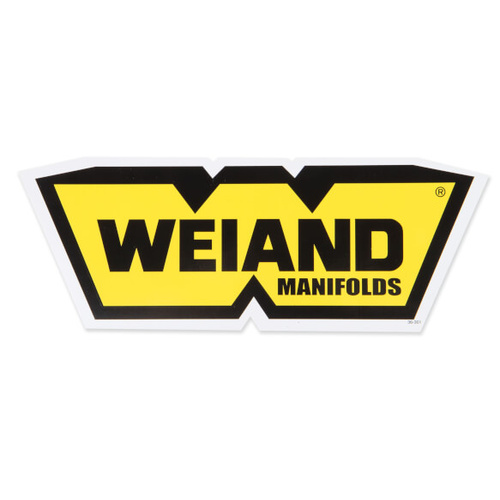 Weiand Decal, Vinyl, Manifolds Logo, Yellow, Black, Each