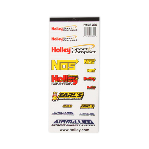 Holley Decal, Vinyl, Adhesive Back, Yellow, Black, Red, Sport Compact Logo, Each