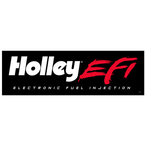 Holley EFI Banner, Vinyl, Black, Logo, Grommets, 28 in. Width, 108 in. Length, Each