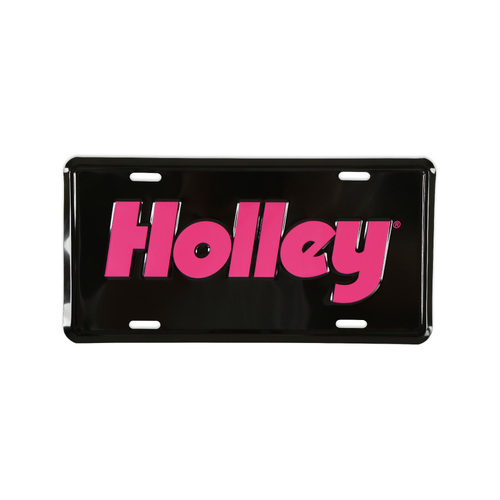 Holley License Plate, Hot Pink, Standard 12" x 6" size w/ high gloss graphics on embossed aluminum