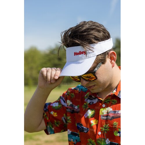 Holley Embroidered Visor, Holley Embroidered Visor, White W. Red Embroidery, White