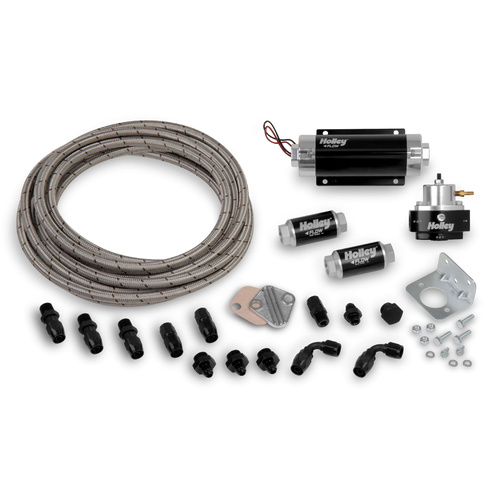 Holley EFI Fuel Pump System Plumbing Kit Terminator EFI Pump Regulator Two Filters Perform-O-Flex Hose FittingsKit