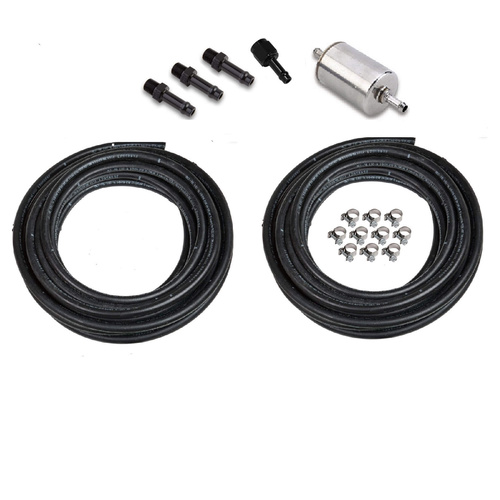 Holley EFI Fuel System Pump Plumbing Kits, 3/8 in. Diameter Rubber Hose, 40 ft. Length, Mounting Clamps, Black Anodised Aluminium Fittings, Kit