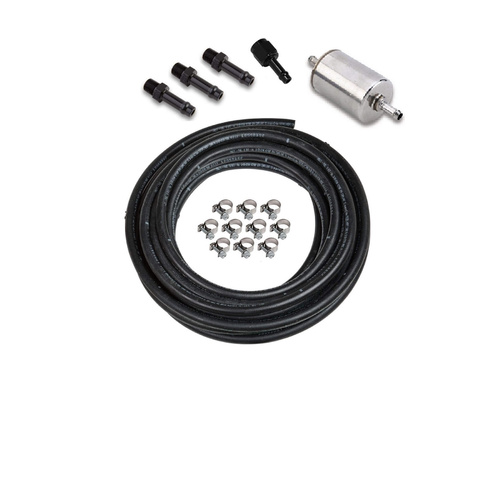 Holley EFI Fuel System Plumbing Kits, or Sniper EFI, 3/8 in. Diameter Rubber Hose, 20 ft. Length, Clamps, Black Anodised Aluminium Fittings, Kit