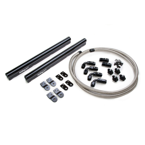 Holley EFI Fuel Rails, EFI, Aluminium, Black Anodised, Fittings, Hose, For Chevrolet, 4.8L LS, 5.3L LS, 6.0L LS, Kit