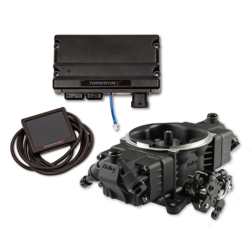 Holley EFI Fuel Injection System, Terminator X Stealth 4150, Black Throttle Body, 4 Fuel Injectors, Kit