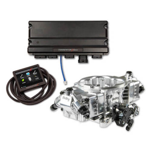 Holley EFI System, X Max Stealth, 100 lb/hr @ 58.5 PSI, 650 HP, GM LS 58x, Shiny, w/ Trans Control, Kit
