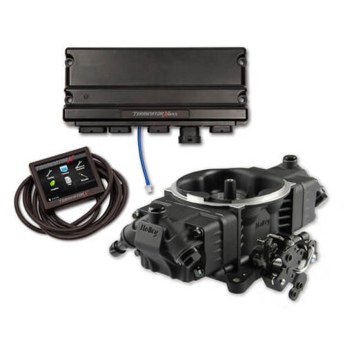 Holley EFI System, X Max Stealth, 100 lb/hr @ 58.5 PSI, 650 HP, GM LS 58x, Black, w/ Trans Control, Kit