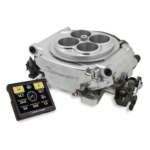 Sniper EFI Sniper Fuel Injection System Holley EFI Self-Tuning Handheld EFI Monitor Shiny Finish TB Mounted ECU Kit