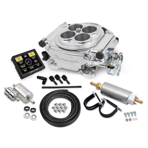 Sniper EFI Sniper Fuel Injection System Master Kit Holley EFI Self-Tuning Handheld EFI Monitor Shiny Finish TB Mounted ECU