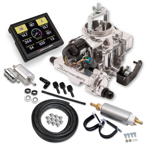 Sniper EFI Sniper Fuel Injection System, Holley EFI, Self-Tuning, Master Kit, Polished Throttle Body, For Jeep, CJ, L6, 4.2L, Kit