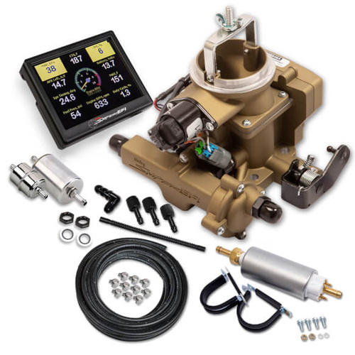 Sniper EFI Sniper Fuel Injection System, Holley EFI BBD Master Kit, Gold Throttle Body, Inline Fuel Pump, For Jeep, 4.2L, Kit
