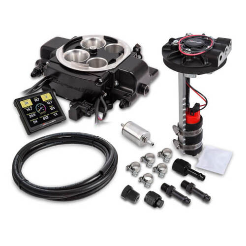 Sniper EFI Holley Master Kit, Quadrajet, 100 lb/hr @ 58.5 PSI, 500 HP, 700R4/200R4 Black, Kit