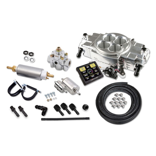 Sniper EFI Sniper Fuel Injection System, Master Kit, Stealth, 4150 Flange, Polished, up to 650 hp, 870 cfm, Four 100 lbs./hr. Injectors, Fuel Pump/Lin