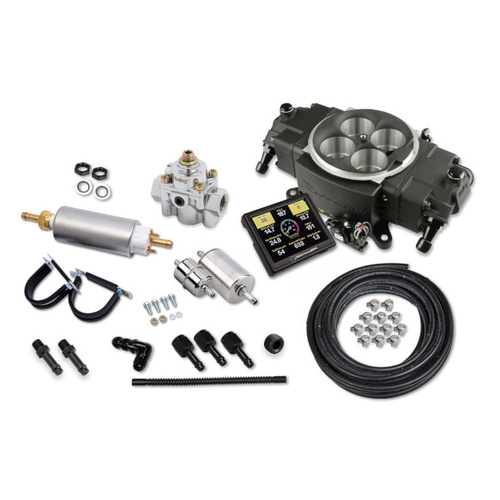 Sniper EFI Sniper Fuel Injection System, Master Kit, Stealth, 4150 Flange, Black, up to 650 hp, 870 cfm, Four 100 lbs./hr. Injectors, Fuel Pump/Line I