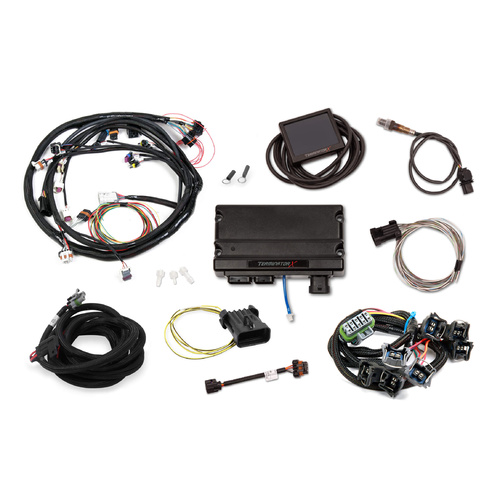 Holley EFI Engine Management Systems, Terminator X, ECU, EV1 Injector Harness, Sensors, 3.5 in. Touchscreen, For Ford, Universal, V8, MPFI, Kit