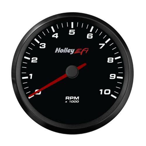 Holley EFI Gauge, Tachometer, Systems Style, Analog, 0-10, 000 rpm, 3 3/8 in., Black Face, Electrical, Each