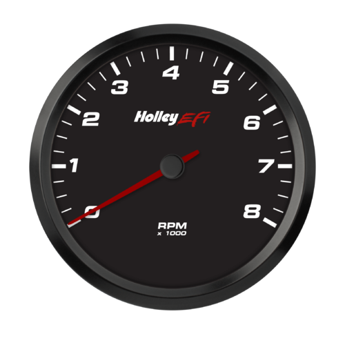 Holley EFI Gauge, Tachometer, Systems Style, Analog, 0-8, 000 rpm, 4 1/2 in, Black Face, Electrical, Each