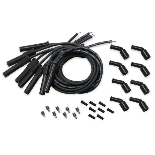 Holley EFI Spark Plug Wires, Stainless, Silicone, 135 Degree, 8.2mm Dia, Black/Black Boots, GM LS, Set