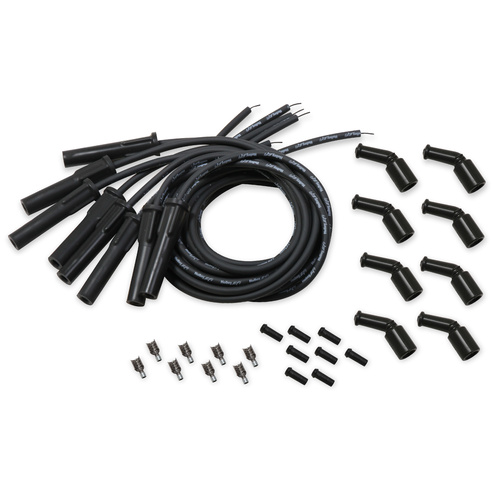 Holley EFI Spark Plug Wires, Stainless, Silicone, 135 Degree, 8.2mm Dia., Black/Black Boots, GM LS, Set