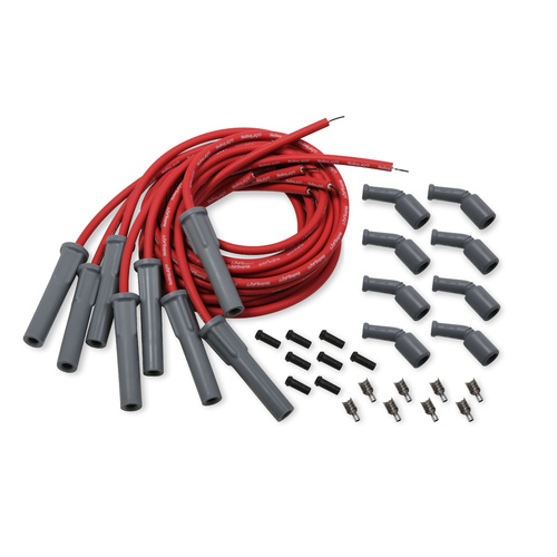 Holley EFI Spark Plug Wires, Stainless, Silicone, 135 Degree, 8.2mm Dia, Red/Gray Boots, GM LS, Set