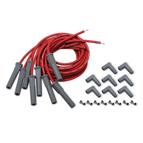 Holley EFI Spark Plug Wires, Stainless, Silicone, 180 Degree, 8.2mm Dia, Red/Gray Boots, GM LS, Set