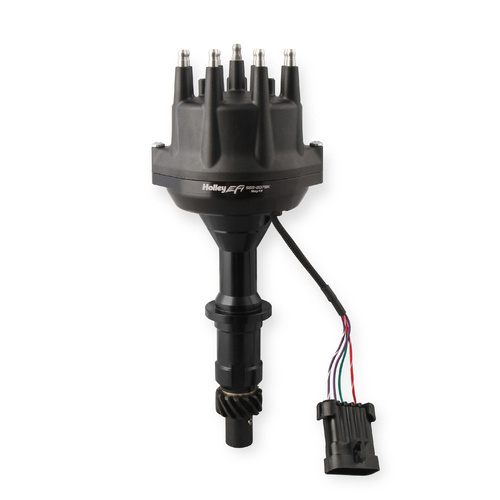 Holley EFI Distributor, Black EFI Dual-Sync, Computer-controlled, Hall Effect, Male/HEI, Steel Gear For Pontiac, Each