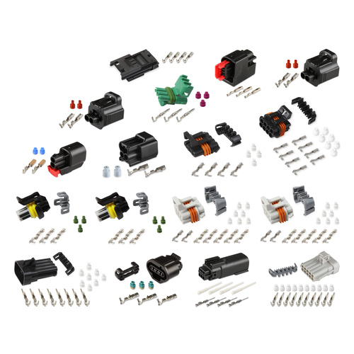 Holley EFI Weatherproof Connectors, EFI Main Harness Connector Kit, Connectors, Pins, Seals, For Ford, Coyote, Kit