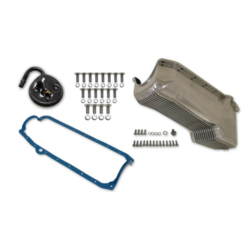 Weiand Aluminium Oil Pan Kit 58-79 SBC Finned Polished Finish