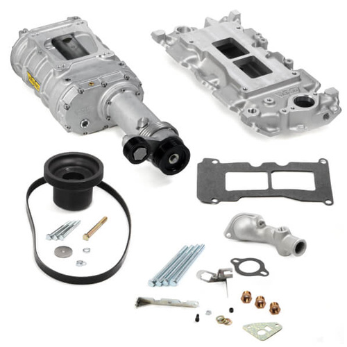 Weiand Supercharger System, Roots, 142 Series, Satin, For Chevrolet, Small Block, Kit