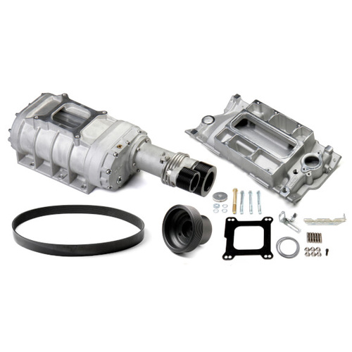Weiand Supercharger System, Roots, 177 Series, Satin, For Chevrolet, Small Block, Kit