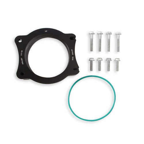 Holley Throttle Body Adapter, Angled, 95mm Bore, Aluminium, Black, For Chevrolet, LS, Gen V LT1, Each
