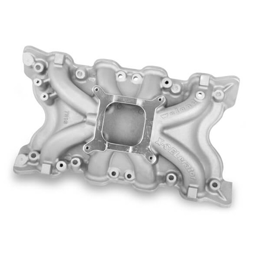 Weiand Intake Manifold, Carb, Low Rise, 4.28/5.36 in. Height, 1500-7000 RPM, For Ford Cleveland, Satin, Each