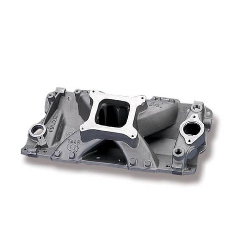 Weiand Intake Manifold, Carb, High Rise, 4.38/5.31 in. Height, 2800-7800 RPM, For Chevrolet SB Gen I, Satin, Each