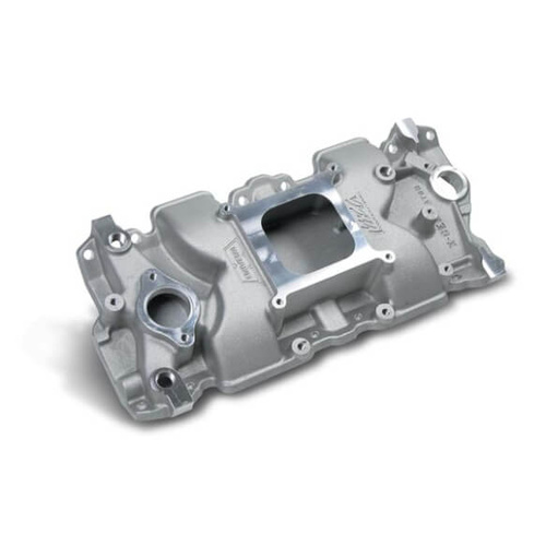 Weiand Intake Manifold, Carb, High Rise, 3.09/4.06 in. Height, 2500-7000 RPM, For Chevrolet SB Gen I, Satin, Each