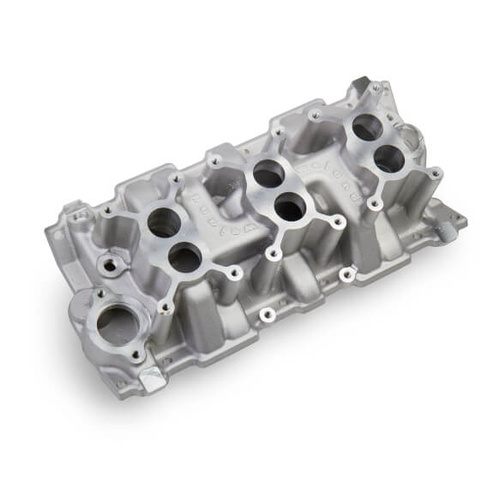 Weiand Intake Manifolds, Carbureted, Street Warrior, Standard Deck, Dual-plane, 3 Carb Capacity, Aluminium, Natural, 2-barrel, For Chevrolet, Small Bl