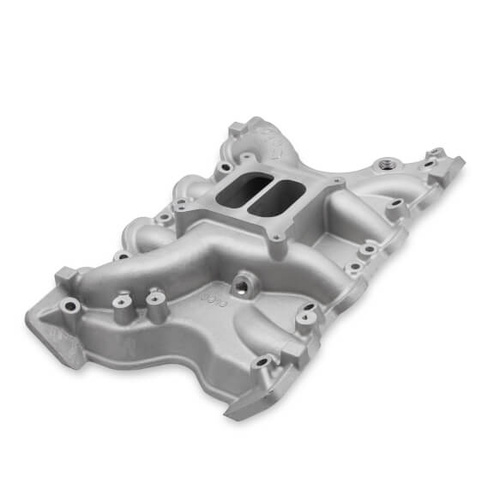 Weiand Intake Manifold, Carb, Low Rise, 3.75/4.75 in. Height, Idle-6000 RPM, For Ford Modified, Satin, Each